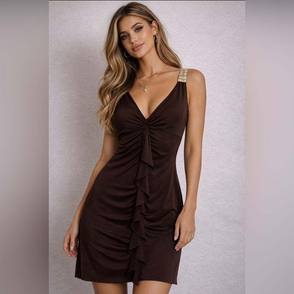 Rampage NWT‎ Y2K Bodycon Coquette Bling Strap Dress size Large Vintage 2000’s.